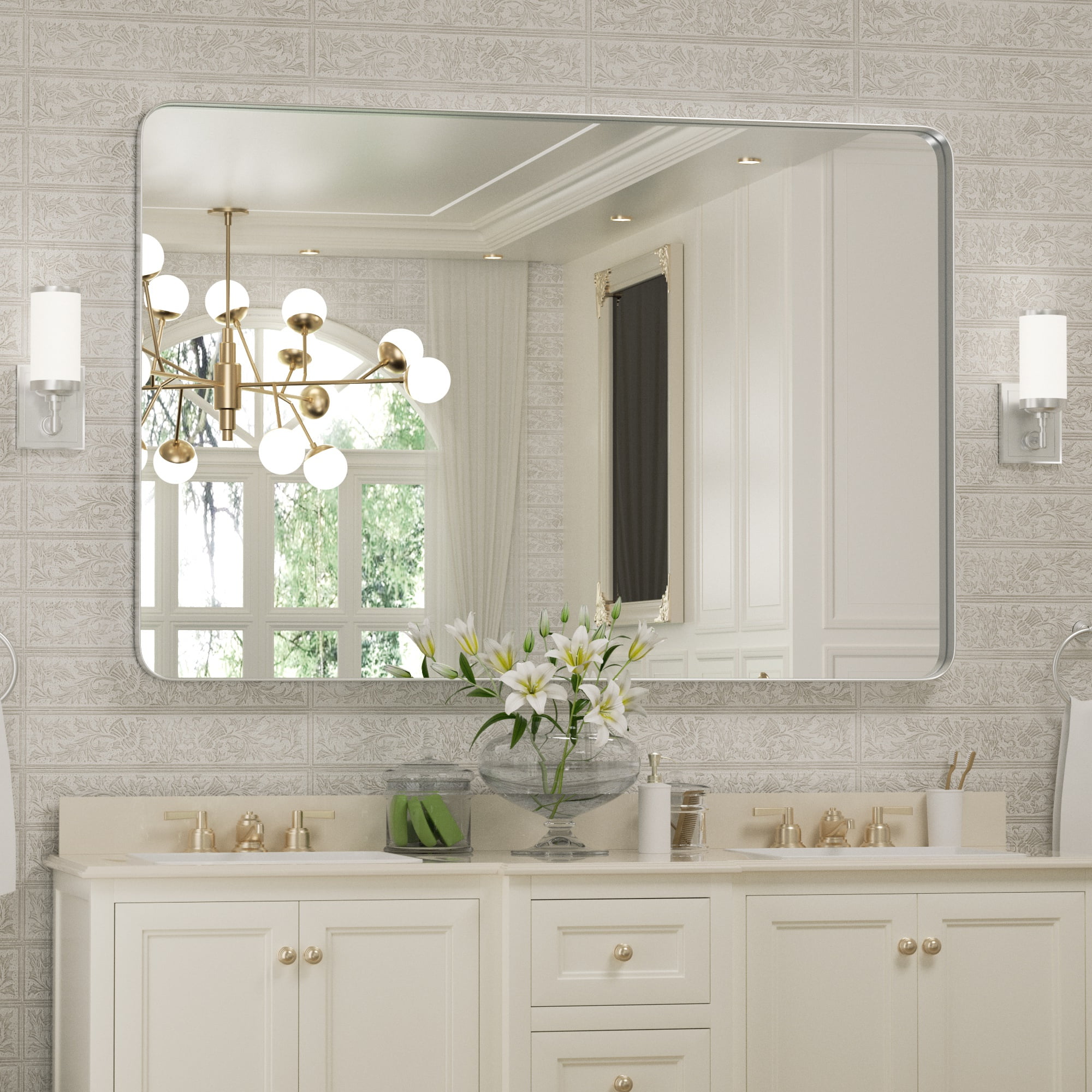 Clavie Rectangular Framed Bathroom Mirror, 30x40 Bathroom Wall Mirror ...