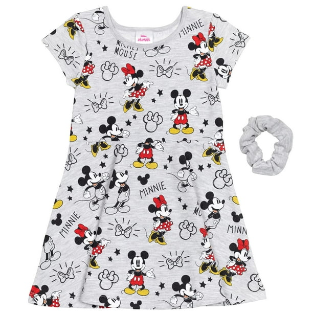 Vestido de skater Disney Mickey Mouse Minnie Mouse para niña, gris 6Y
