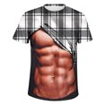 thumbnail image 4 of Jinhomg Mens Funny Party Tops Novelty Funny 3D Muscle Plaid Print T-Shirts Big and Tall Comfy Short Sleeve Crew Neck Tees 2025 Fashion Tops Fall Saving White XXXXL, 4 of 5