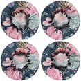 thumbnail image 2 of Shower Caps,Pioneer Flower Floral Print Pattern Waterproof Shower Cap for Women 4 Pieces,Double Reusable Hair Cover for Shower PEVA Elastic Stretch Hem, 2 of 7