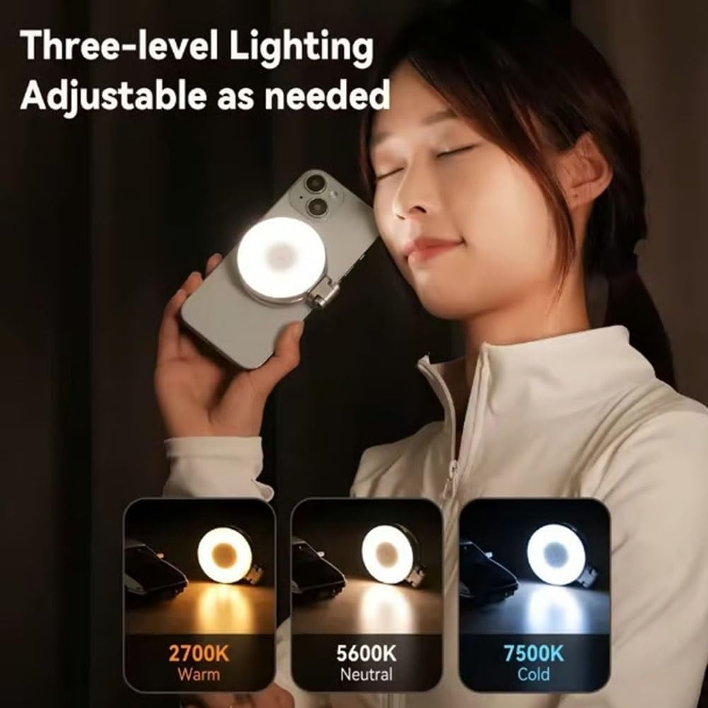 3-in-1 Magnetic Selfie Light - 360° Foldable Ring Light w/Mirror & 3 Modes