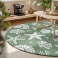 thumbnail image 3 of Round Rugs 5Ft, Starfish Sage Green Coastal Round Area Rug Washable Indoor Throw Carpet, Summer Nautical Shell Beach Soft Non Slip Circle Rug for Cabinet Bathroom Home Decor Aesthetic, 3 of 8