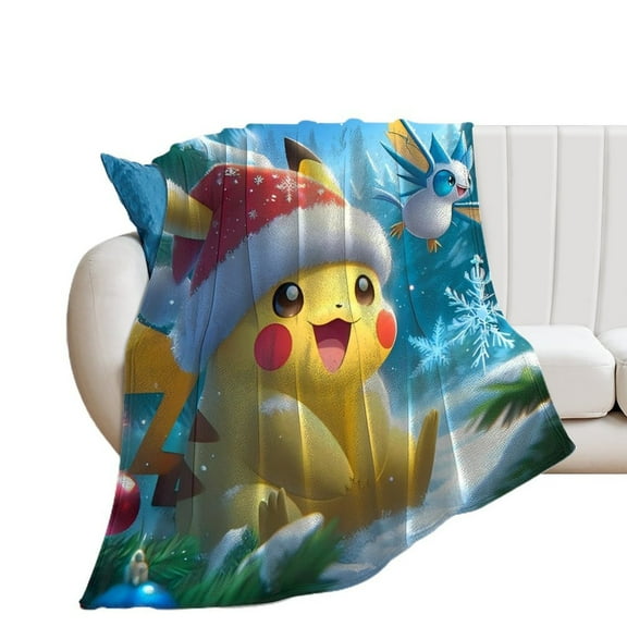 Anime Blankets Pokemon Christmas Throw Blanket 50"*60"（130*150cm） Pokemon Christmas Merch for Kids