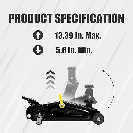 BIG RED Torin Hydraulic Trolley Service Floor Jack for Cars, Trucks, and SUVs 2 Ton Capacity, Black