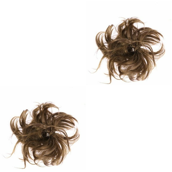 Raindrops 2pcs Ladies Fashion Tail Hair Extension Bun Hairpieces Scrunchie Elastic Wave Curly Synthetic Hairpieces (6A#)