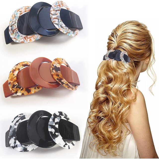 Pinzas para el cabello WEIHJMXG 3 pasadores acrílicos grandes