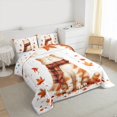 thumbnail image 3 of Manfei Cartoon Orange Kitten Bedding Comforter Set, Kawaii Cat Lover Twin Comforter Sets, Fall Autumn Leaf Reversible Bedding Set, Breathable Home Decor, 2pcs, 3 of 8