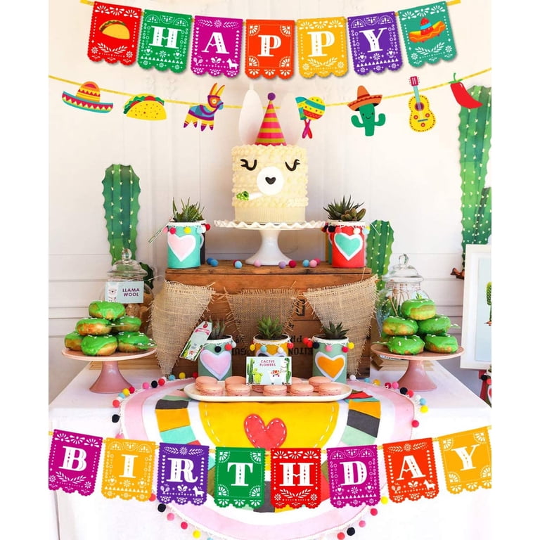 Geyoga 3-Pack Mexican Fiesta Garland - Taco Bar Banner & Cactus Decor, Cinco De Mayo Party Supplies, Pre-Strung