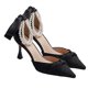 thumbnail image 3 of Sandalia de Tacón Punta Puntiaguda Elegante Correa de Perlas Lazo en la Espalda Cómodo para Boda Fiesta de Noche Negro 38, 3 of 8