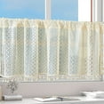 thumbnail image 2 of Boho Sheer Curtain Valance Crochet Lace with Bohemian Hollow Knitted Handmade Tassels, Short Farmhouse Window Treatment for Kitchen Cafe, 2 of 9