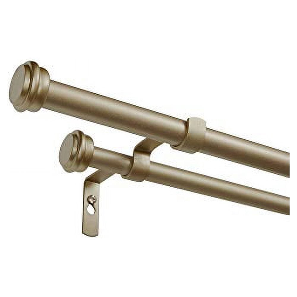 Exclusive Home Topper Double Curtain Rod and Finial Set, Gold, 66"-120"