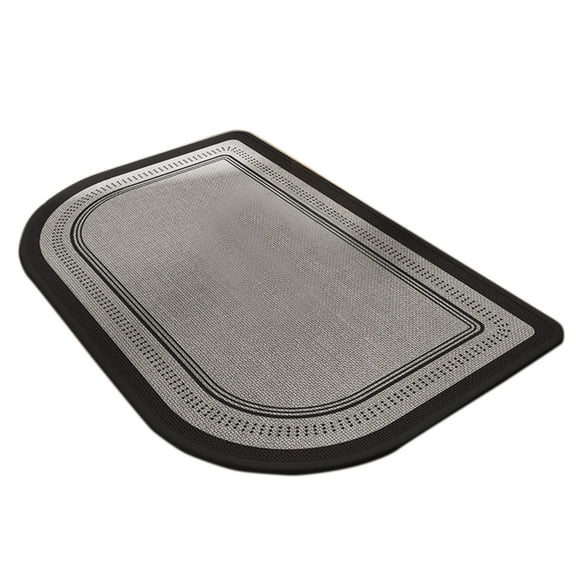 Half Circle Bath Mat, Thin Non- Bathroom Rug with Rubber Backing, Quick Dry Washable Woven Bath Mat Fits Under Door, Absorbent Low Pile Shower Rug for Bathroom Floor, 15.7"x23.6"