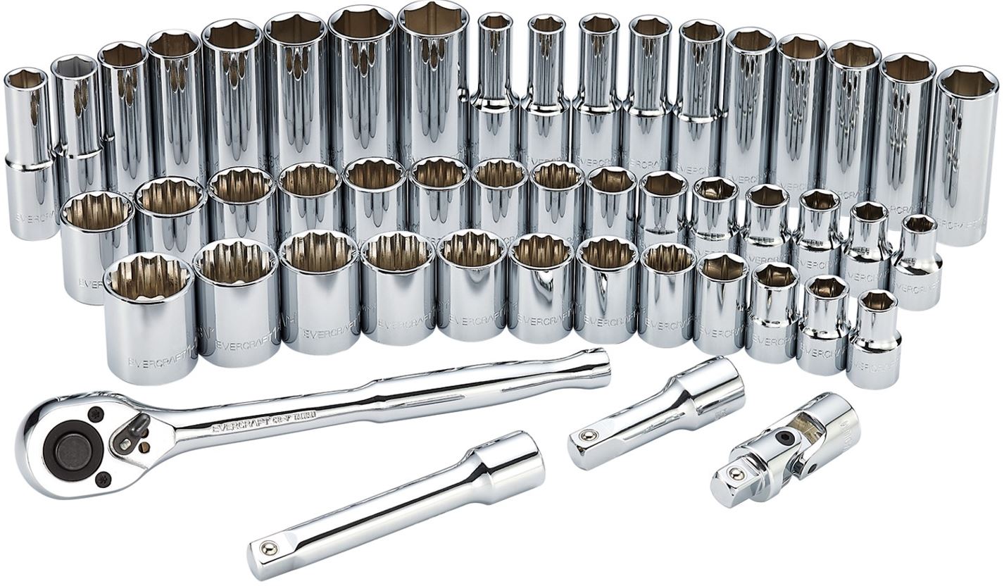 Evercraft Socket Set 49 pc SAE and Metric, Standard and Deep SAE Socket