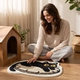 thumbnail image 7 of Black Cat Lying On Round Cushion Shaped Doormat, Fluffy Cartoon Kitten Floor Rug, Non Slip Absorbent Indoor Bedroom Mat for Cat Lovers Home Decor, 7 of 7