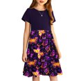 thumbnail image 4 of Spazoro Kids Girls A Line Dresses, Butterfly Print Short Sleeve New Style Stretchy Wrinkle Princess Dress for Child Girls Multicolor Size 4 T, 4 of 7