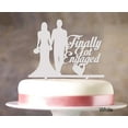 thumbnail image 1 of Finally Got Engaged Wedding Cake Topper White Cake Topper Color Option Available 6-7 Inches Wide, 1 of 1