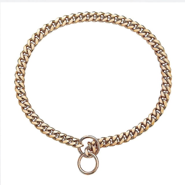 Collier Chaîne pour Chien Haut en Acier Inoxydable 18k Doré Poli, Joint de Chaîne Cubain, Solide, Robuste, Protection