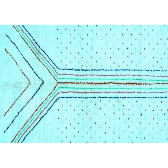 Ahgly Company Indoor Rectangle Solid Light Blue Modern Area Rugs, 3' x 5'