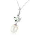thumbnail image 2 of Galaxy Gold 14K Solid White Gold 14" Necklace with Freshwater Pearl and Natural Green Amethyst, 14"-24" Sizes, Symbol of Renewal, 2 of 3
