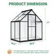 thumbnail image 3 of MUCHANT 4x6 FT Greenhouse for Outdoors, Walk-in Large Aluminum Frame Greenhouse with Quick Setup Structure and Roof Vent for Garden Backyard, Black, 3 of 6