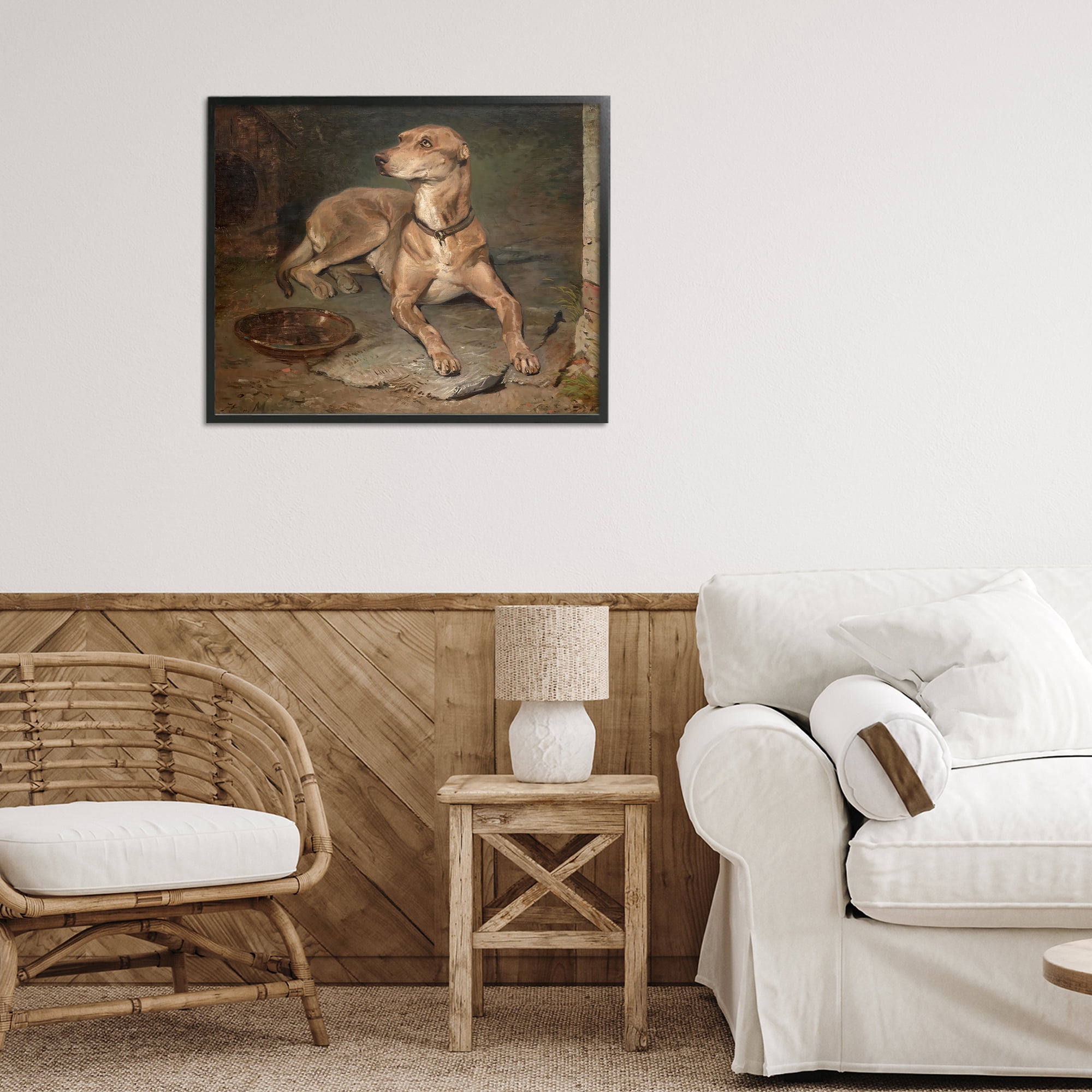 Stupell Industries Historical Dog & Bowl Black Framed Giclee Art, design by Lil' Rue