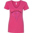 thumbnail image 3 of Inktastic Breast Cancer Awareness with Pink Ribbon Heart Women's V-Neck T-Shirt, 3 of 5