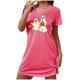 thumbnail image 1 of Camisón corto de talla grande para mujer, camisón de manga corta con estampado de pecho a la moda, camisón para mujer, 1 of 2