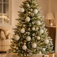 thumbnail image 5 of Vintage Christmas Ball Ornaments Set of 12, 8 cm Painted Embossed Baubles, Shaped Xmas Hanging Decorations for Tree and Wreath - White and Sage, 5 of 6