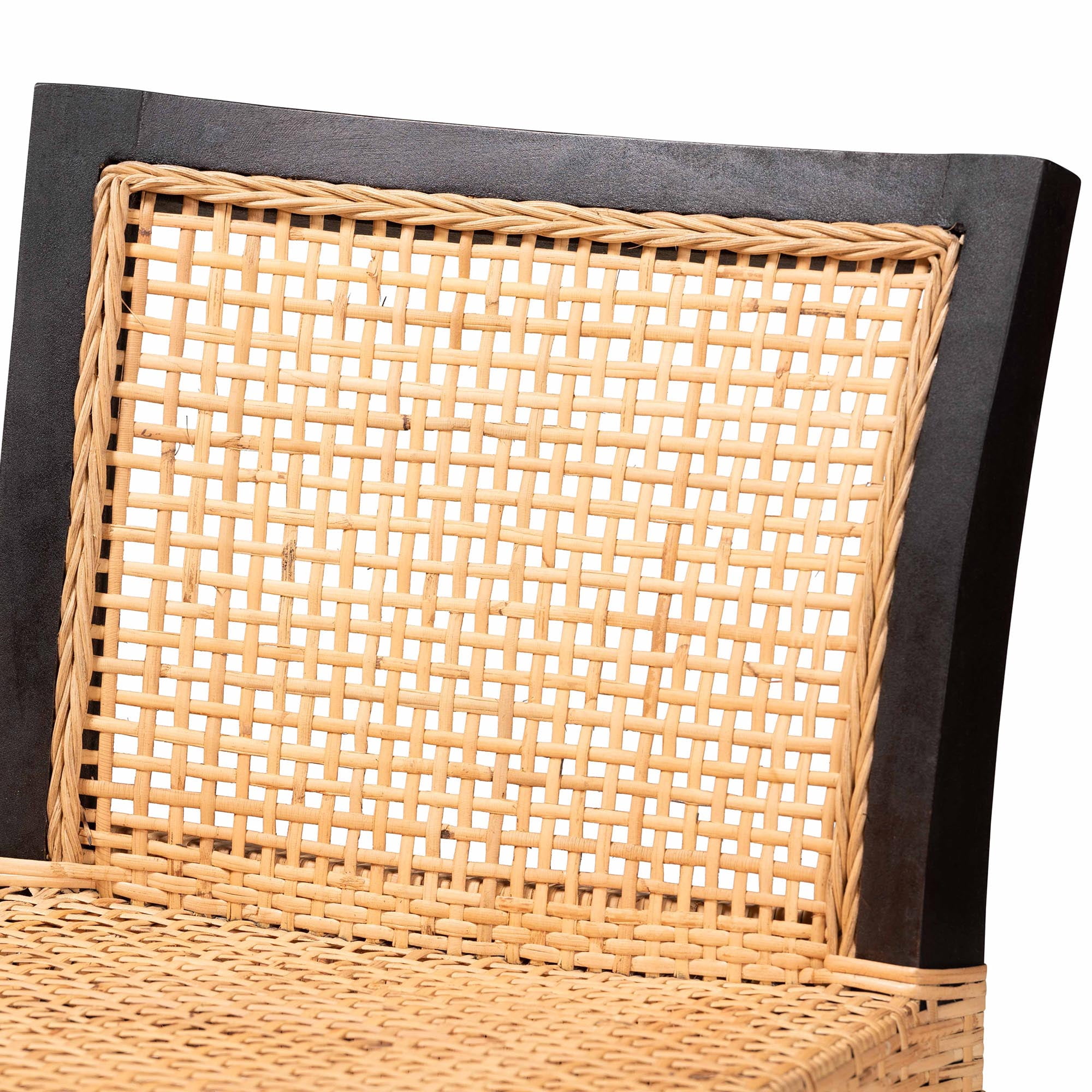 Baxton Studio Lingga Modern Bohemian Rattan Counter Stool, Dark Brown Mahogany