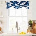 thumbnail image 4 of Tie Up Valances for Windows, Blue Stripe Adjustable Valance Curtains Window Treatment for Living Room, Geometric White Coastal Wave Modern Ocean Rod Pocket Kitchen Curtains & Drapes 54x18 Inch, 4 of 9