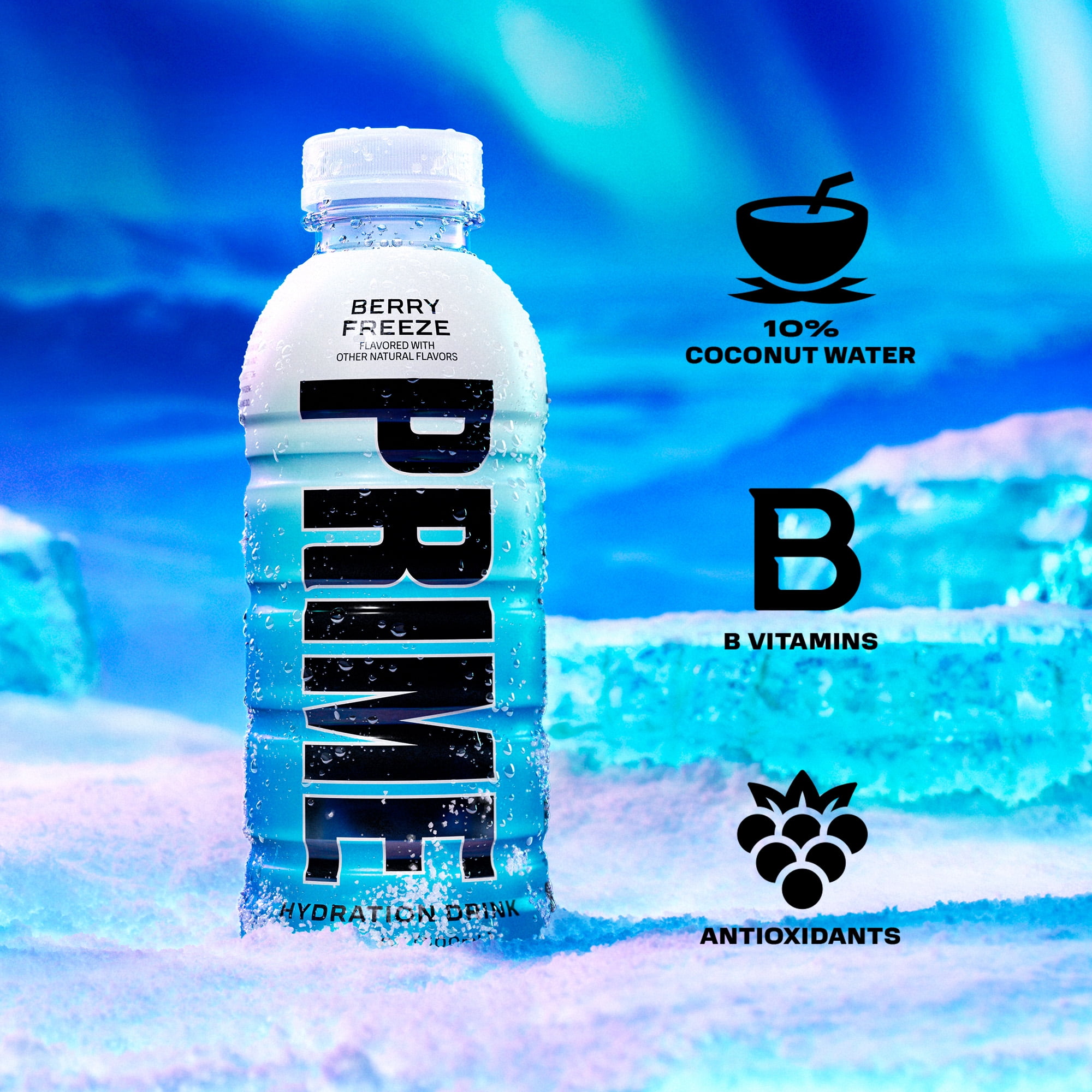 Prime Hydration Sports Drink, Duo Pack, Cherry Freeze, Berry Freeze, 12 fl oz, 8 Pack, Bottles