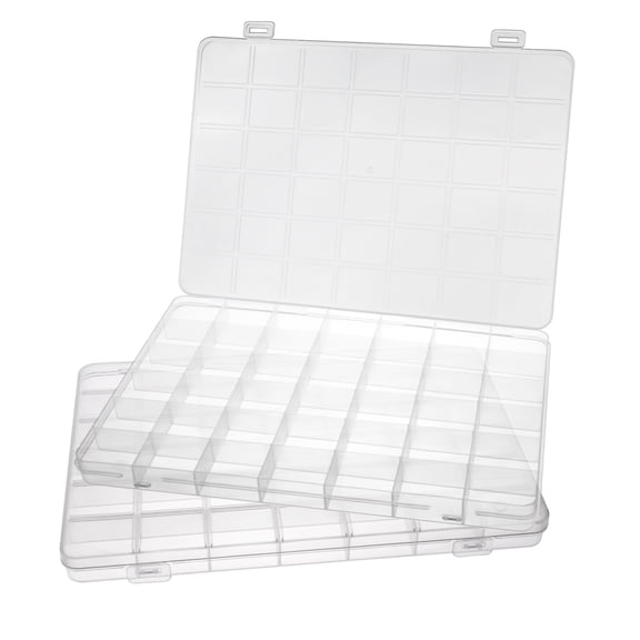 2 Pieces 42 Grids Plastic Bead Organizers and Storage Box, Clear Jewelry Bead Storage Containers with Lids, Small Compartment Dividers Holder for Beading Craft Nails Makeup Tools