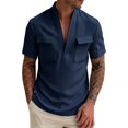 thumbnail image 5 of Kezqiaxn Mens Short Sleeve Shirts Summer Casual V-Neck Business Work Tops with Pockets Mens Shirt Plus Size Fashion, 5 of 6