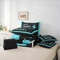 thumbnail image 6 of jejeloiu Ballet Girls Bedding Comforter Set 7 Pieces,Glitter Love Print Full Bedding Set,Cyan Black Fitted Sheet Flat Sheet For Child,Microfiber Bedroom Decor Reversible, 6 of 8