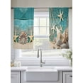 thumbnail image 5 of Sheer Curtains 45 inches Long 2 Panels Set Ocean Marine Vintage Shell Starfish Blue Wood Grain Tiers Sheers Rod Pocket Small Window Short Curtains for Kitchen Cafe, Each 52" W x 45" L, 5 of 7