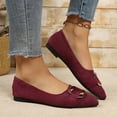 thumbnail image 2 of Gpaecead Women's Metal Embellished Flats Pointed Closed Toe Faux Suede Texture Elegant Comfort Versatile Spring Summer Shoes, Burgundy, 2 of 8