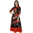 thumbnail image 1 of Bimba Kurti Anarkali à Col Mandarin Imprimée pour Femmes, Robe Ethnique Indienne de Designer, 1 of 9
