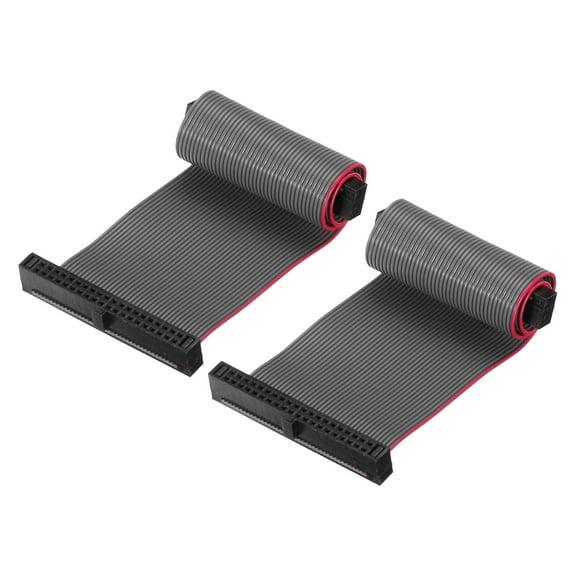 IDC 40Pin Flat Ribbon Cable, 1.27mm Pitch FC to FC Connector 10cm Length Grey Jumper Wire Computer DVD, 2Pcs