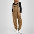 thumbnail image 2 of CAIXIA Fleece Overalls Women 2040 Warm Winter Casual Loose Jumpsuits Sherpa Bib Overalls Fuzzy Ski Pants with Pockets,Khaki, 2 of 7