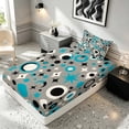 thumbnail image 5 of Manfei Star Circle Twin Sheets, Retro Geometric Bedding, Teal Black, Gray Reversible 3pcs1 Flat Sheet + 1 Fitted Sheet + 1 Pillowcase, 5 of 6