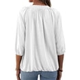 thumbnail image 2 of Avamo Women's 3/4 Sleeve Elastic-Hem Top Crew Neck Ruffle Blouse Casual Loose Basic Tunic T-Shirt Pullover, 2 of 5