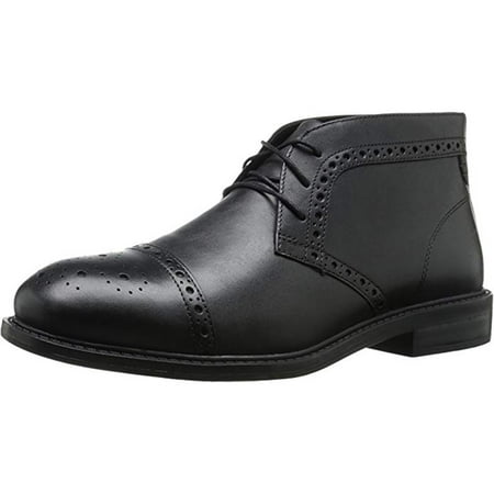 

Dunham Men s Gavin-dun Leather Medallion-Toe Man Made Stacked Heel Chukka Boot