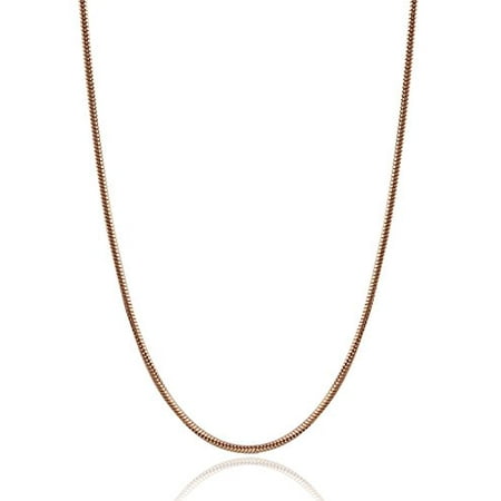 Silverplate Snake - Rose Gold Plated Italian 925 Sterling Silver 1mm Snake Chain - 16,18,20,24,30 Inches (30)