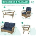 thumbnail image 6 of VIVIJASON 5-Piece Outdoor Patio Wicker Conversation Sets, All Weather Outdoor Rattan Furniture Set Includes Glider Loveseat, 2 Coffee Table, 2 Glider Rocker Chairs with Cushions, Navy Blue, 6 of 7