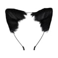 thumbnail image 2 of Diadema con orejas para fiesta, hecha a mano, con pelo sintético, ideal para disfraz de carnaval. Negro, 2 of 9