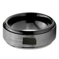 thumbnail image 2 of Tungsten Kansas Sunflower State Band Ring 8mm Men Women Comfort Fit Black Step Bevel Edge Brushed Gray Polished, 2 of 4
