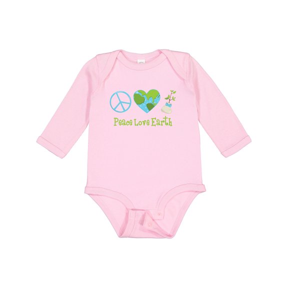 Inktastic Peace Love Earth Girls Long Sleeve Baby Bodysuit