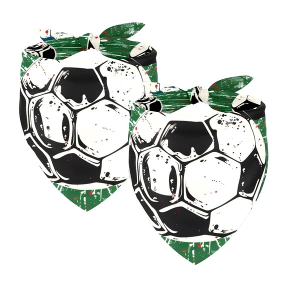 PhooArto Splashes Soccer Football Dog Bandanas, 2 Pack Soft Washable Pet Scarf Triangle for Large Dogs Puppies and Cats