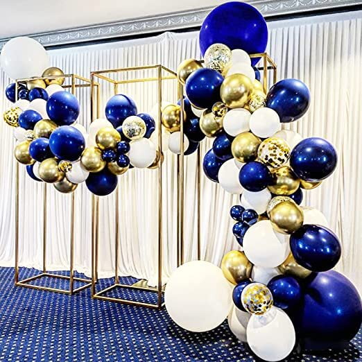 MMTX Navy Blue Balloon Garland Arch Kit, Royal Blue White Gold Confetti Balloons for Birthday Decoration Baby Shower Wedding Graducation