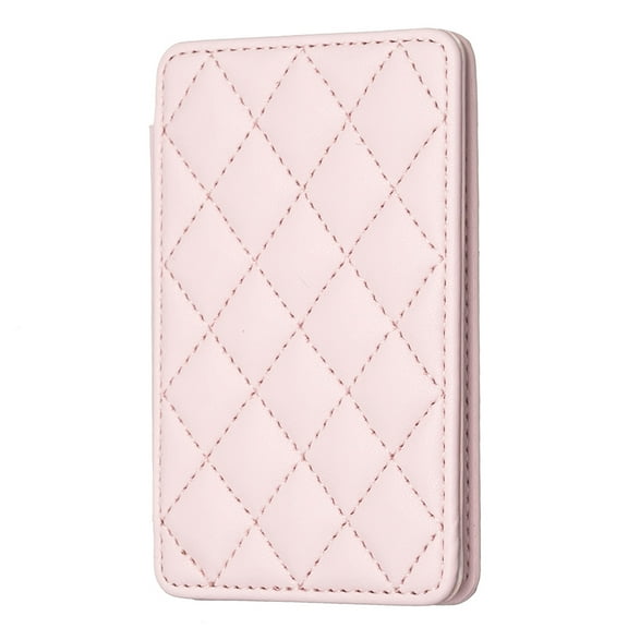 (Size: 4.17 in x 2.59 in) Universal Elegant Texture PU Leather Slots Wallet Magnetic Flip Card Holder Universal Adhesive Stick On Phone for iPhone/Samsung/Google - Pink
